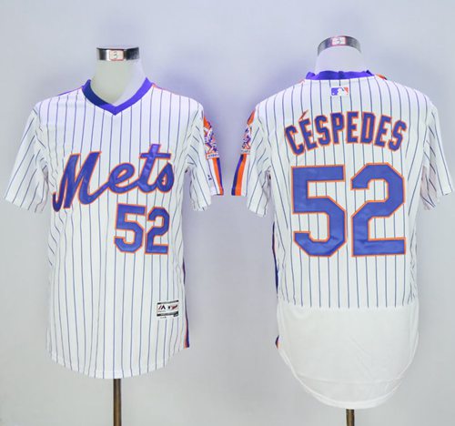 Mets #52 Yoenis Cespedes White(Blue Strip) Flexbase Authentic Collection Alternate Stitched MLB Jersey - Click Image to Close